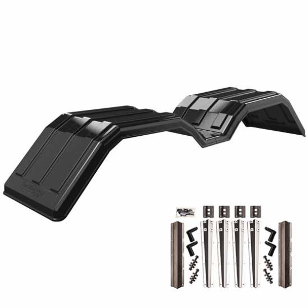 Minimizer MIN200 Tandem Axle Fender Kit Carbon Fiber Finish With Liquid Platium Plastic Bolt-On, 2 Under Mounting Brackets