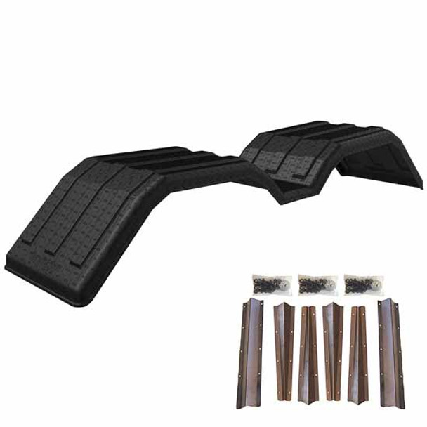 Minimizer MIN200 Tandem Axle Fender Kit Black Diamond Plate Finish With Weld-On, 2 Under Mounting Brackets