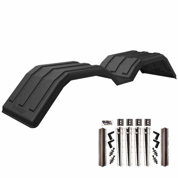 Minimizer Black Poly MIN200 Tandem Axle Fender Kit W/ Mirror Finish Plastic Brackets