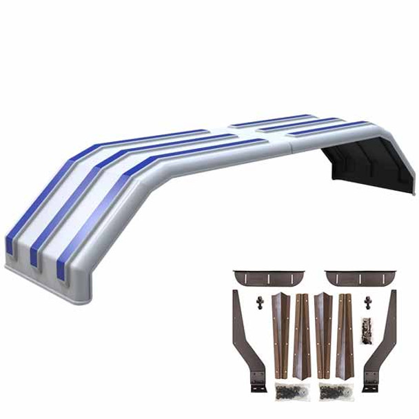 MIN1500 Paintable Poly Square Back Bruiser Tandem Axle Fender Kit W/ Steel Brackets For 52 Inch Axle Spread