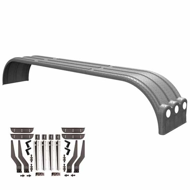 Minimizer MINTA910 Tri-Axle Fender Kit - Silver Diamond Plate, W/ Light Box, W/ Liquid Platium Bolt-On Mounting Brackets