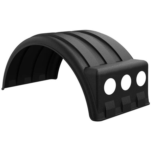 Minimizer Single Axle Fender W/ Light Box - Black For 19 1/2 Inch Tires