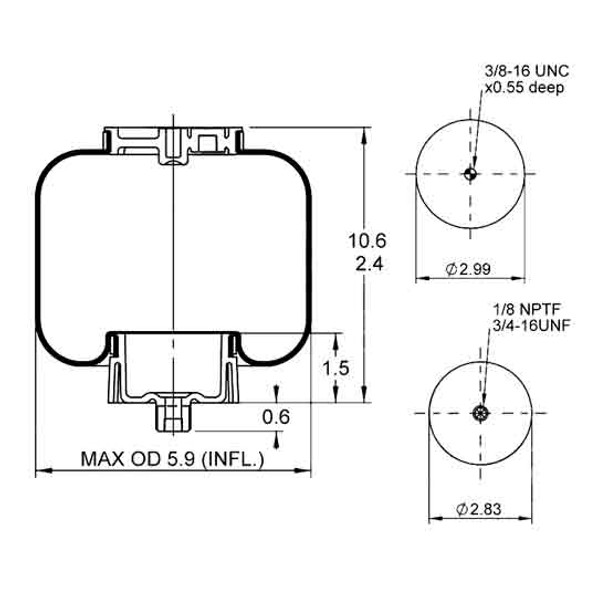 Air Spring & Cabin For 86 Inch For Kenworth T600, T800 & W900 AeroCab