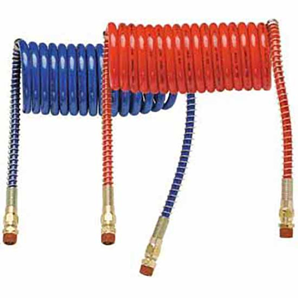 12 Foot Red/Blue Coiled Air Hose Set With 6 Inch Leads