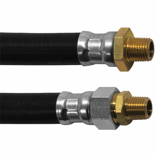 60 Inch Rubber Air Hose W/ 1/2 In. ID, 3/8 In. NPT