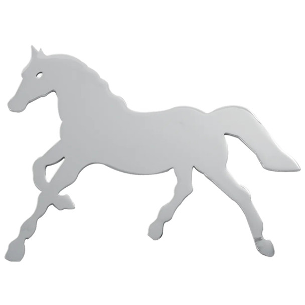 Small Chrome Steel Horse Cutout Mud Flap Accent, Stud Mount, Left Facing