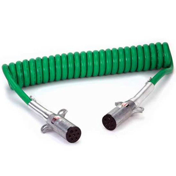 7 Way Green Trailer Cord W/ Metal Ends - 15 Foot