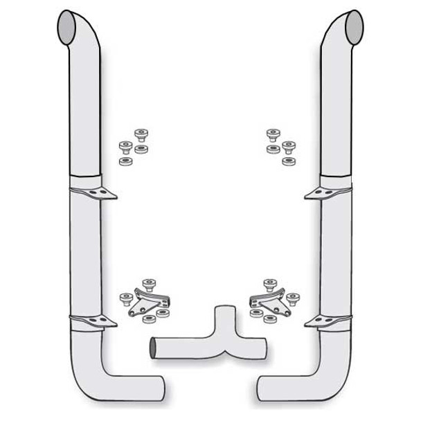 American Eagle 7-5 X 120 Inch Stainless Steel Exhaust Kit W/ Curve Stacks & Long Drop Elbows
