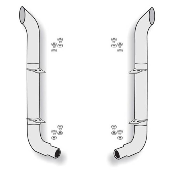 American Eagle 7-5 X 120 Inch Stainless Steel Exhaust Kit W/ West Coast Turnout Stacks & Peterbilt Style Elbows