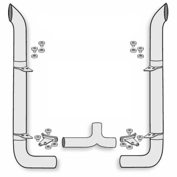 American Eagle 7 X 120 Inch Stainless Steel Exhaust Kit W/ West Coast Turn Stacks & Long Drop Elbows