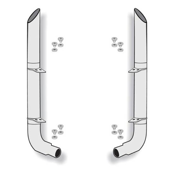 American Eagle 8-5 X 120 Inch Stainless Steel Exhaust Kit W/ Miter Stacks & Peterbilt Style Elbows