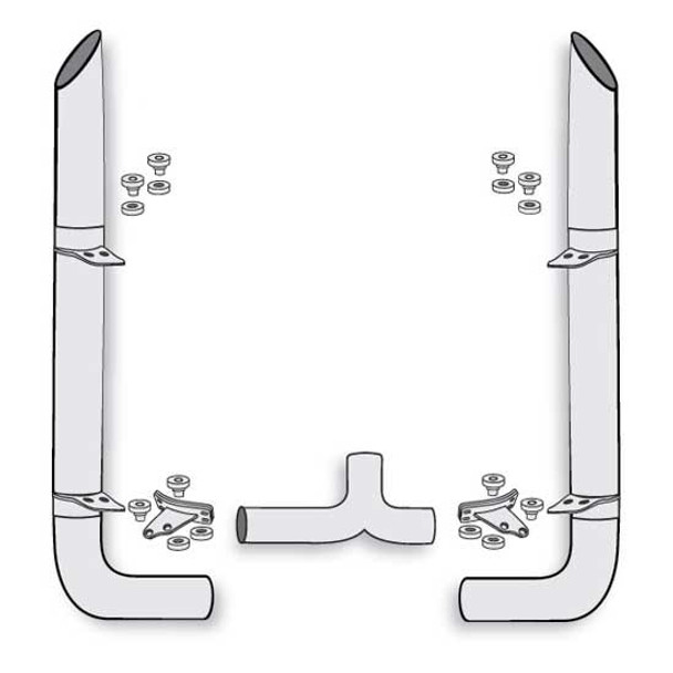 American Eagle 8-5 X 120 Inch Stainless Steel Exhaust Kit W/ Miter Stacks & Long Drop Elbows