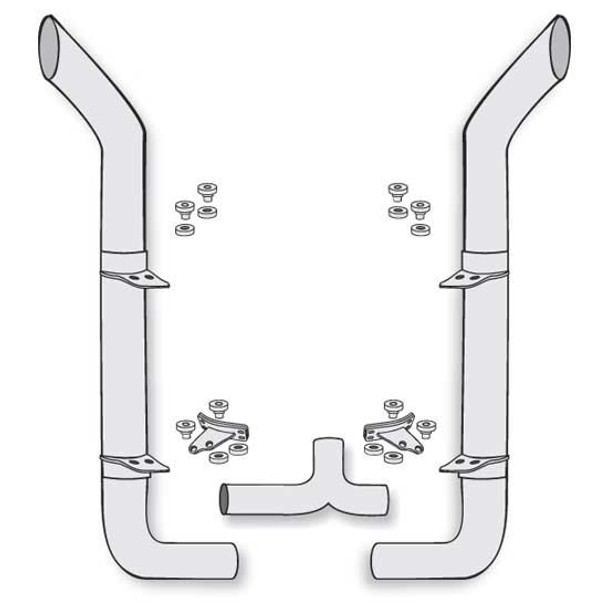 American Eagle 8-5 X 120 Inch Stainless Steel Exhaust Kit W/ Bull Hauler Stacks & Long Drop Elbows
