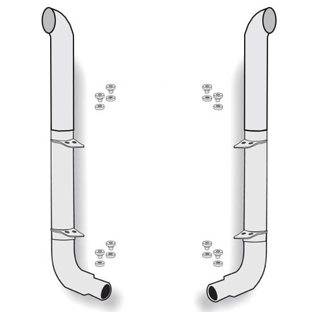 American Eagle 8-5 X 120 Inch Stainless Steel Exhaust Kit W/ Curve Stacks & Peterbilt Style Elbows