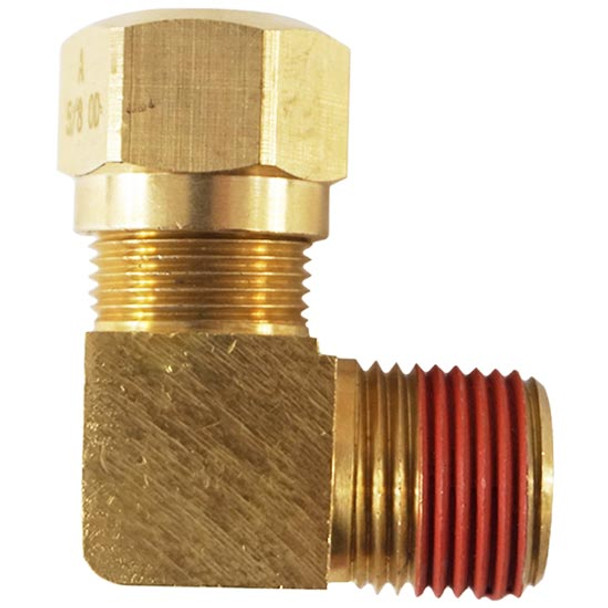 Brass 90 Degree Elbow Fitting, 5/8 x 1/2 Inch - 2 Pack For Nylon Tubing