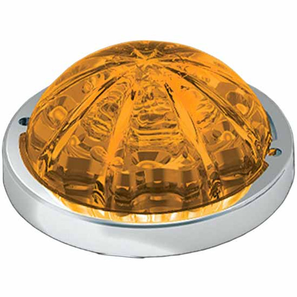 RoadWorks Low Profile Dual Function Watermelon Hero LED Light W/ Chrome Bezel - Amber Light/ Amber Lens