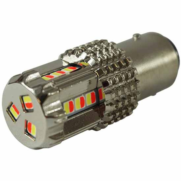 Red/White 15 LED 1157 Bulb W/ Chrome Aluminum Housing For Watermelon Glass Lens