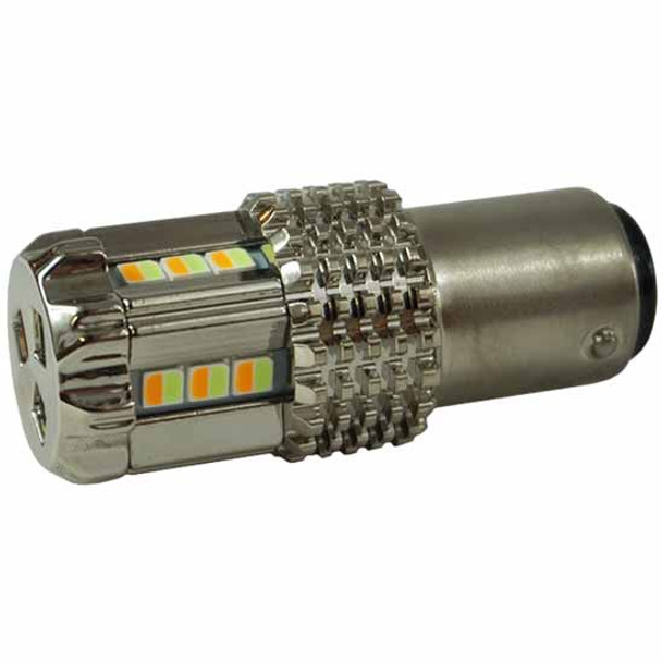 Amber/Green 15 LED 1157 Bulb W/ Chrome Aluminum Housing For Watermelon Glass Lens
