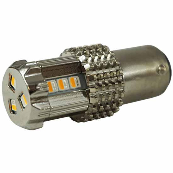 Amber/Blue 15 LED 1157 Bulb W/ Chrome Aluminum Housing For Watermelon Glass Lens