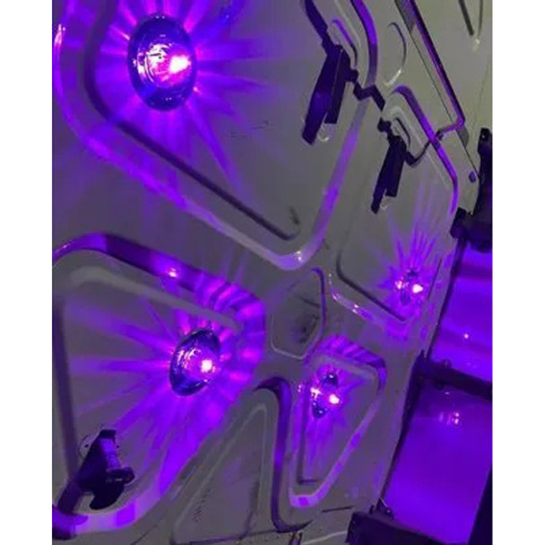 White/Dark Purple 15 LED Bulb W/ Chrome Aluminum Housing For Watermelon Glass Lens