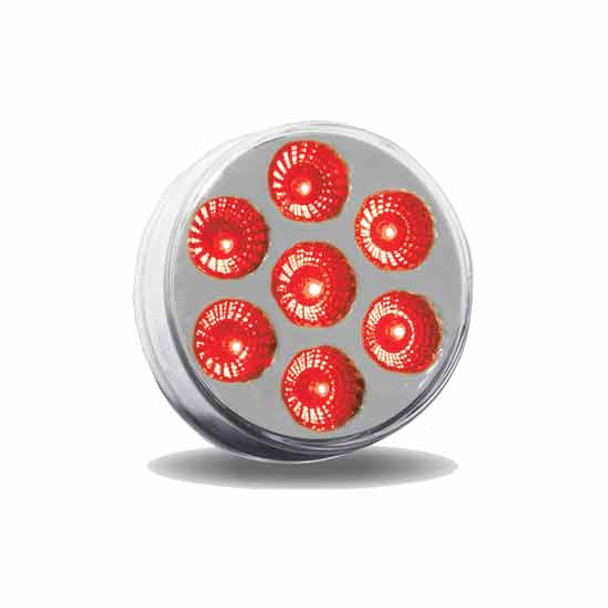 2 Inch Round Red LED Marker Light W/ 7 Diodes & Clear Lens