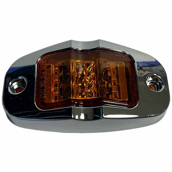 9 LED Wide Angle Clearance Marker Light  W/ Chrome Bezel - Amber LED / Amber Lens