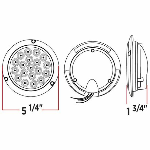 4 Inch Round Amber Marker To Green Auxiliary Dual Revolution LED Light W/ Clear Lens Flange Mount