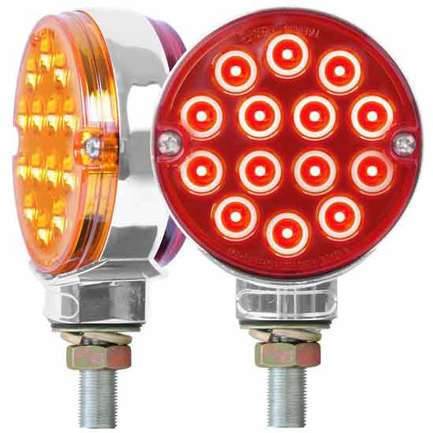 3 Inch 28 Diode Double Faced Pearl Pedestal Light - Amber & Red LED/ Amber & Red Lens