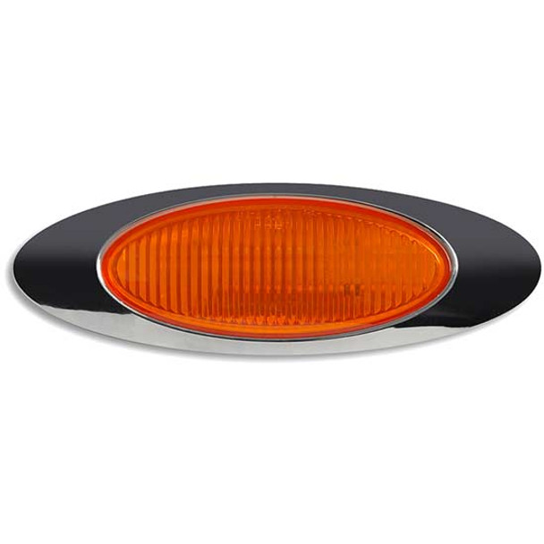 Granite Series 6 LED Clearance/ Side Marker Light W/ Chrome Bezel - Amber LED/ Amber Lens