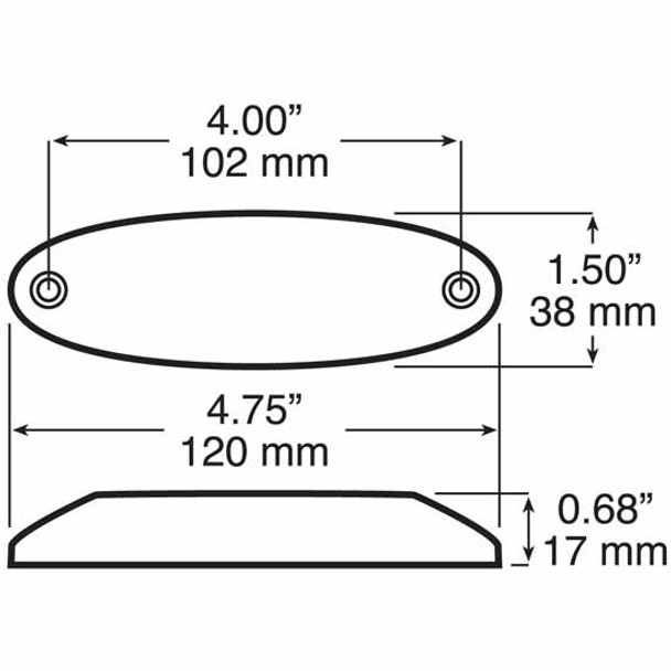 4 Diode Amber LED Clear Lens Oval Clearance Marker Light