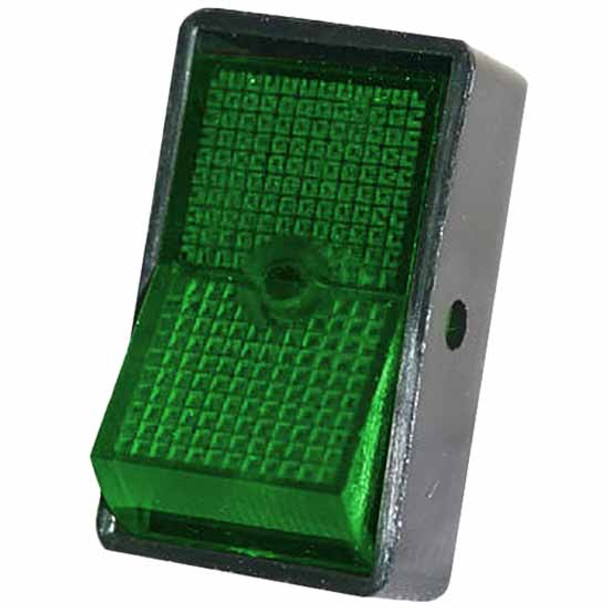 Illuminated Green Jumbo Rocker Switch , 16A At 12V For 1/2 Inch Hole