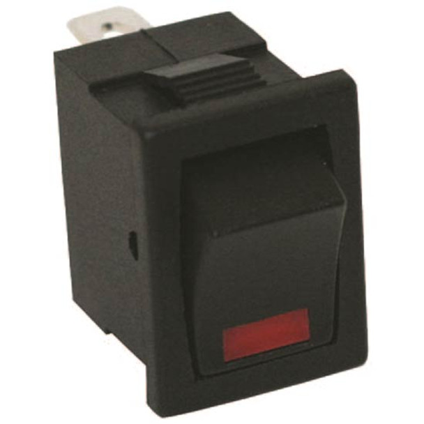 Black Miniature Rocker Switch W/ Red LED , 15A At 12V For 1/2 x 3/4 Inch Slot