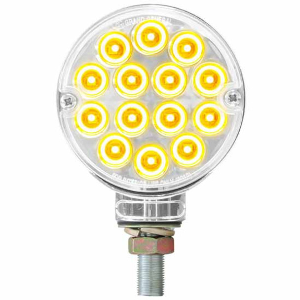 3 Inch 28 Diode Double Faced Pearl Pedestal Light - Amber LED/ Clear Lens