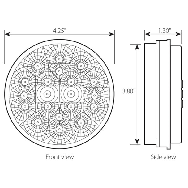 4.25 Inch Round Low Profile Back Up Spyder Light - White LED / Clear Lens