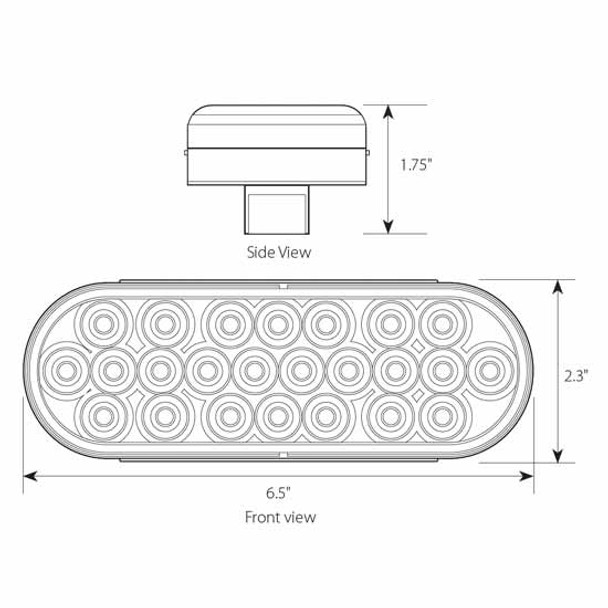 6 1/2 Inch Oval 24 LED Pearl Park/Turn/Clearance Light - Amber LED / Amber Lens W/ Bezel