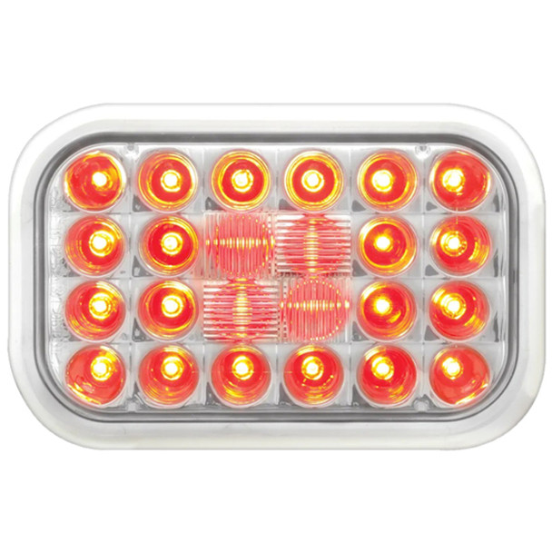 Rectangular Pearl 24 LED Stop, Turn, Tail Light - Red LED / Red Lens