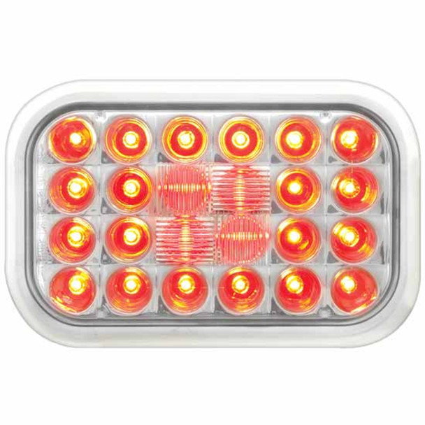 Rectangular Pearl 24 LED Stop, Turn, Tail Light - Red LED / Clear Lens