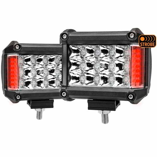 4 Inch Cube Strobe Series Spot LED Work Lamp With Red Side Strobe