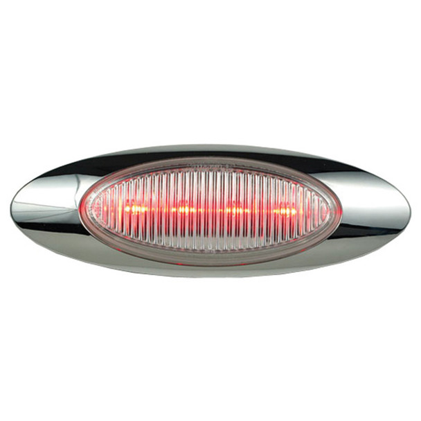4 LED M1 Millennium Marker Light W/ Chrome Bezel - Red LED/ Clear Lens