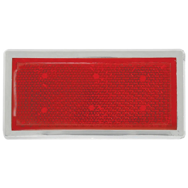 3.5 X 1.75 Inch Chrome-Rimmed Red Reflector