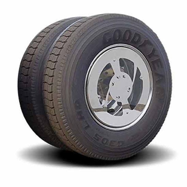 Twist & Lock Mirror Finish Aerodynamic Wheel Cover With Window Kit For 22.5 Inch Tandem Axle 3/4 Inch - Set Of 4