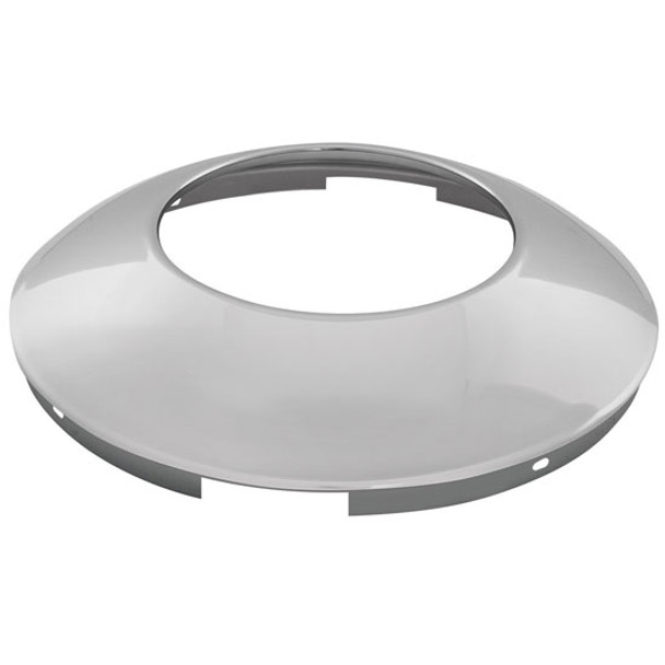 Chrome Front Hubcap W/ 4 Notches, 7/16 Inch Lip And Hole For Hubometer-Dome Shape For 20, 22.5 & 24.5 Inch Wheels