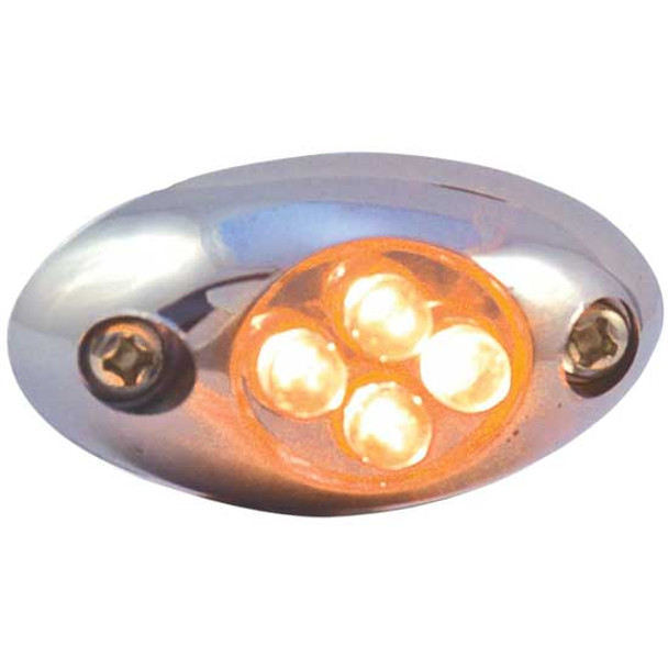 4 LED Courtesy Light W/ Chrome Plastic Bezel - Amber LED/ Clear Lens