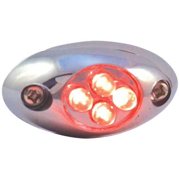 4 LED Courtesy Light W/ Chrome Bezel - Red LED/ Clear Lens