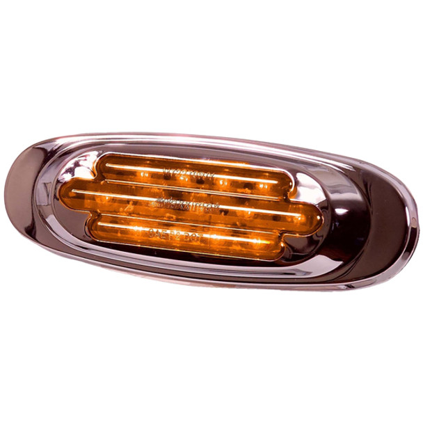 13 LED Chrome Oval Clearance Marker Light W/ SS Bezel - Amber LED / Amber Lens