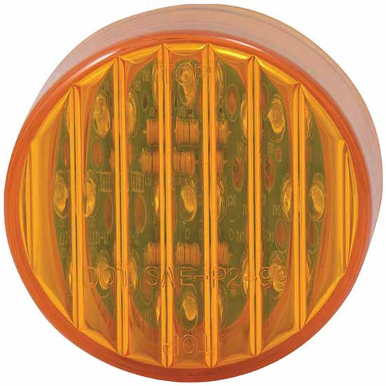 2 Inch Round 9 LED Marker Light W/ Rippled Lens - Amber LED/ Amber Lens