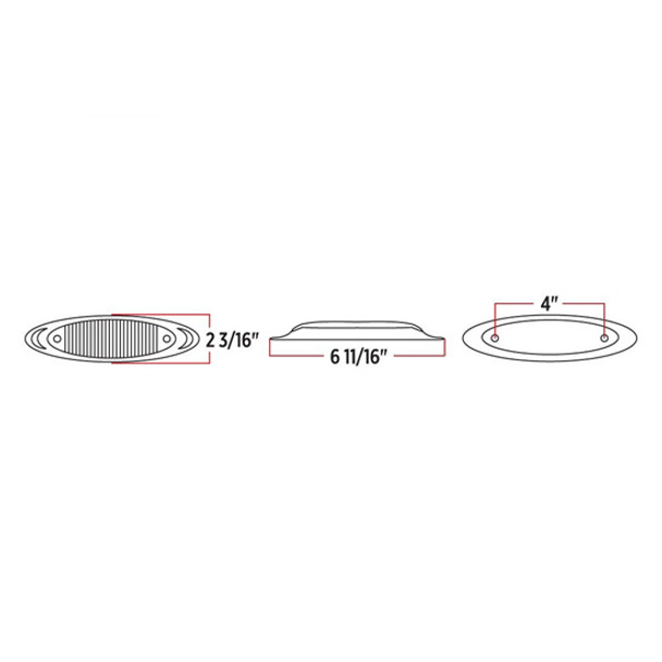 13 LED Oval Marker Infinity Light W/ Chrome Bezel - Amber LED / Amber Lens