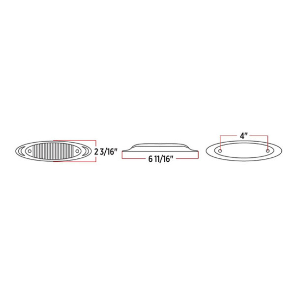 2 X 6 Inch 13 Diode Red LED Marker Light Red Lens