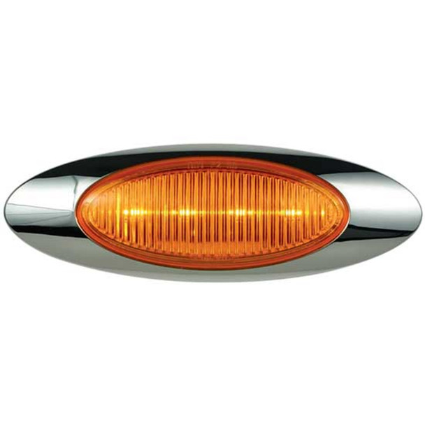 M1 LED Light W/ Chrome Bezel & Packard Style Plug - Amber LED/ Amber Lens