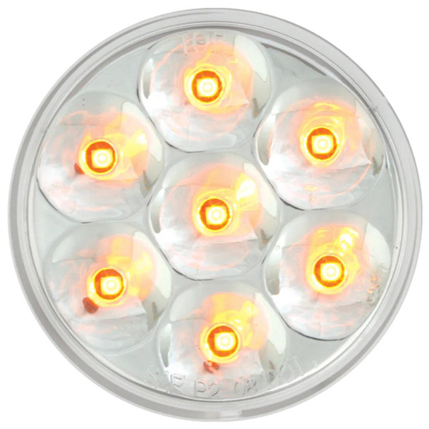 2 Inch Round 7 LED Pearl Marker Light - Amber LED / Clear Lens